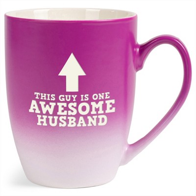 Elanze Designs This Guy Is One Awesome Husband Two Toned Ombre Matte Pink and White 12 ounce Ceramic Stoneware Coffee Cup Mug