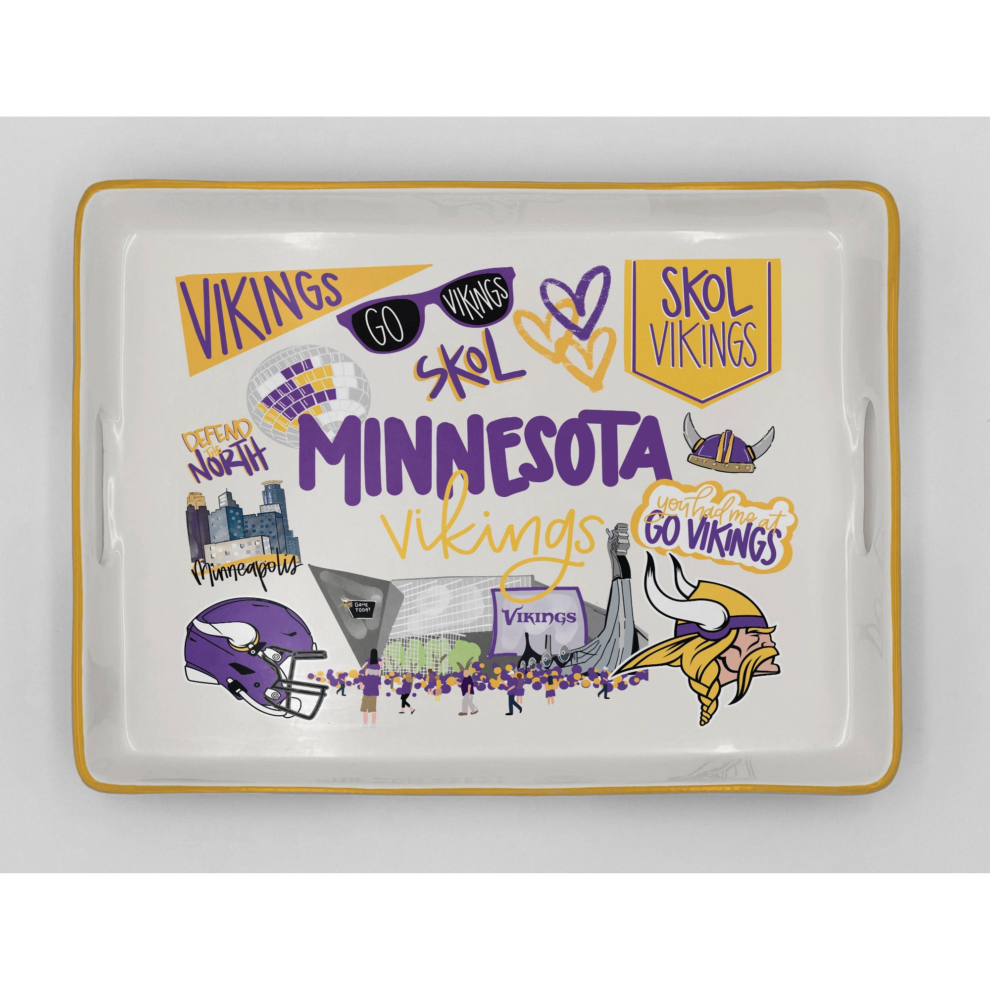 NFL Minnesota Vikings Loco Fan Large Serving Tray with Handle