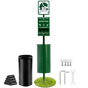 VEVOR Dog Waste Station, Commercial Dog Poop Station, 11.5 Gallons Pet Waste Bin with 50 Can Liners, Bag Dispenser & 600 Waste Bags, Green - 1 of 4