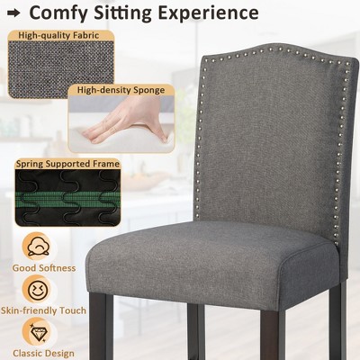Gray Upholstered Counter Height Bar Stools with Wood Legs