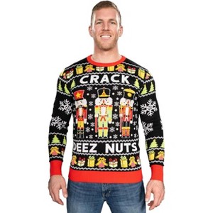 Funny Crack Deez Nuts Nutcracker Santa Knitted Ugly Christmas