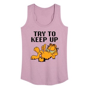 Women's - Garfield - Try To Keep Up Graphic Racerback Tank - 1 of 4