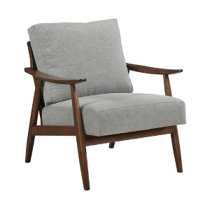 Upholstery Solid Rubberwood Modern Accent Chair with Foam Padding, Reversible Back and Attached Cushions - 1 of 4