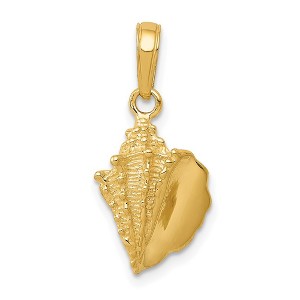 Black Bow Jewelry 14k Yellow Gold Polished Textured Conch Shell Pendant - 1 of 4