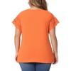 Agnes Orinda Women's Plus Size Round Neck Hollow Lace Panel Short Sleeve Casual Summer Blouses - 4 of 4
