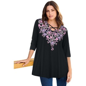 Roaman's Criss Cross Ultra Drape Swing Tunic - 1 of 3