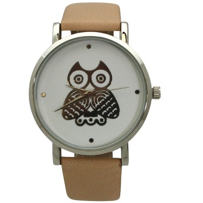 OLIVIA PRATT OWL LEATHER STRAP WATCH