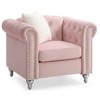 Upholstered Elegant Armchair with Round Arms, Comfortable Seating and Easy Assembly for Living Room - 2 of 4