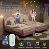 Bed Frame, Kids Upholstered Platform Bed Frame with Adjustable Headboard & Led Light, Wooden Slats Support - 4 of 4