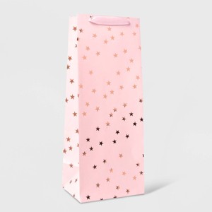 Wine Bag with Foil Stars Gold/Red/Pink - Spritz™: Christmas Wine Bottle Gift Bag, Multicolor, Tall Paper Design - 1 of 3