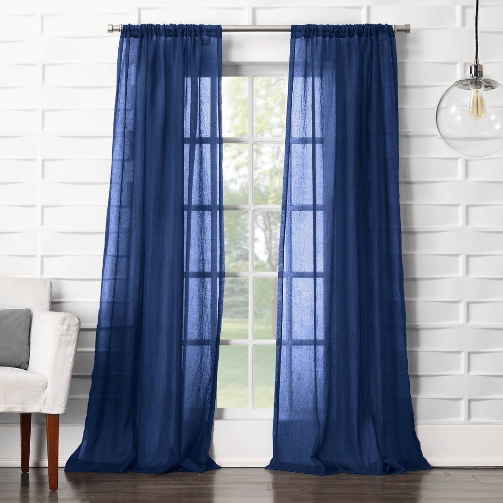 Photos - Curtains & Drapes 50"x95" No. 918 Sheer Avril Crushed Texture Rod Pocket Curtain Panel Indig