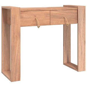 vidaXL Console Table 35.4"x13.8"x29.5" Solid Teak Wood - 1 of 4