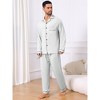 INSPIRE CHIC Men's 2 Pieces Long Sleeve Solid Color Button Down Casual Pajamas Set - 2 of 4