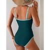 Eomenie Women's Tankini Swimsuits Two Piece Tummy Control Bathing Suit Color Block Slim Swimwear with High Waisted Bottom - 3 of 3