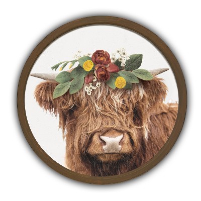 Creative Products Highland Floral Crown 20 x 20 Round Brown Framed Print