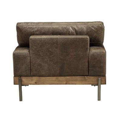 Silchester Distressed Chocolate Leather and Oak Accent Chair