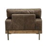 41" Silchester Chair Oak/Distress Chocolate Leather with RF Side Pocket - Acme Furniture - 4 of 4