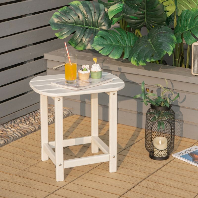 Costway 18'' Patio Adirondack Side Table Weather Resistant Garden Yard White, 3 of 8