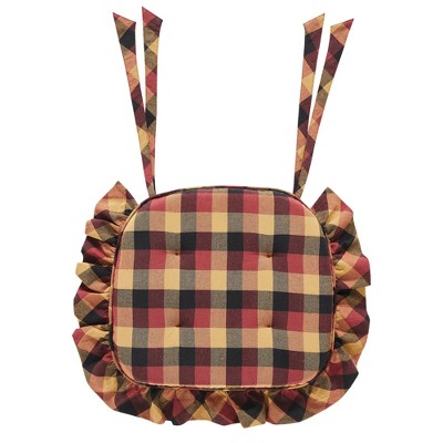 Heritage Farms Primitive Check Ruffled Chair Pad 16.5x18  VHC Brands
