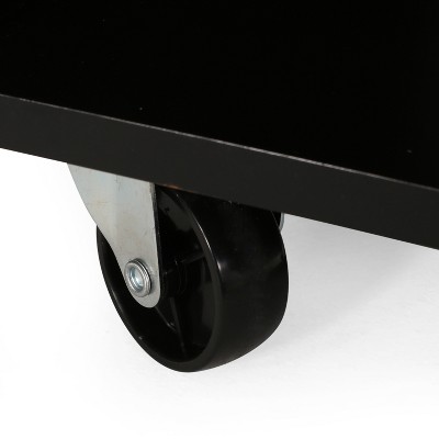 Black and Natural Rubberwood Kitchen Cart with Storage