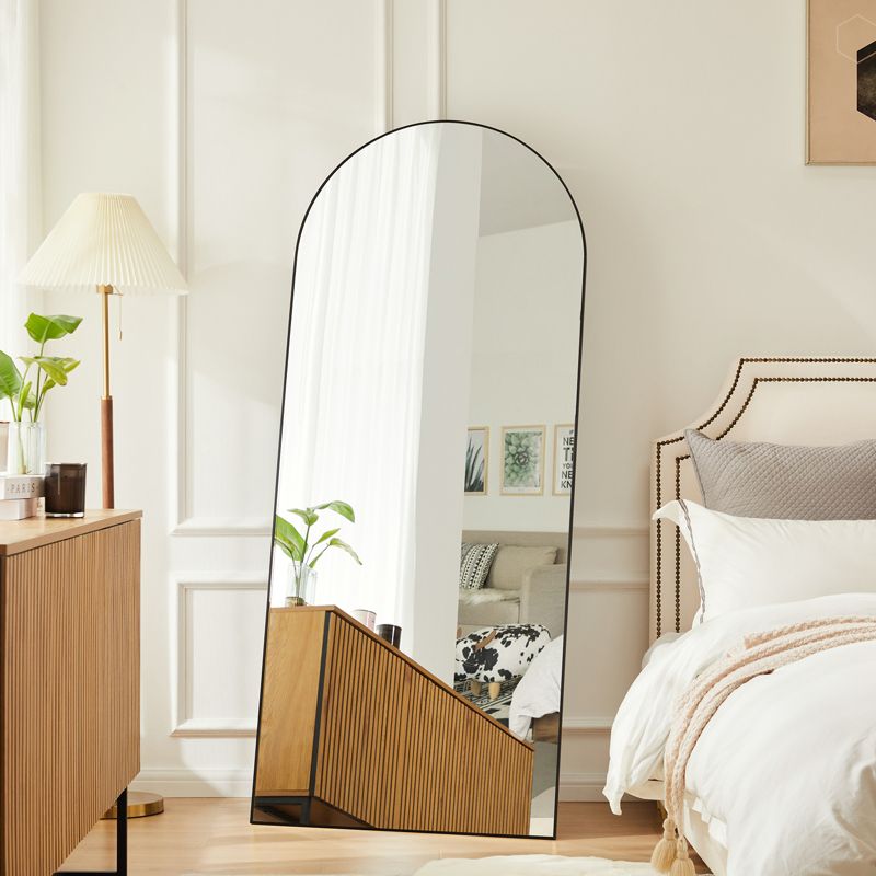 Arched Full Length Mirror 71"x30", Large Fiberglass Floor Mirror with Stand or Leaning Against Wall for Bedroom-The Pop Home, 3 of 9