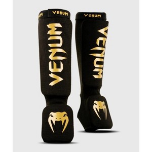 Venum Kontact Protective MMA Shin Instep Guards - Black/Gold - 1 of 2