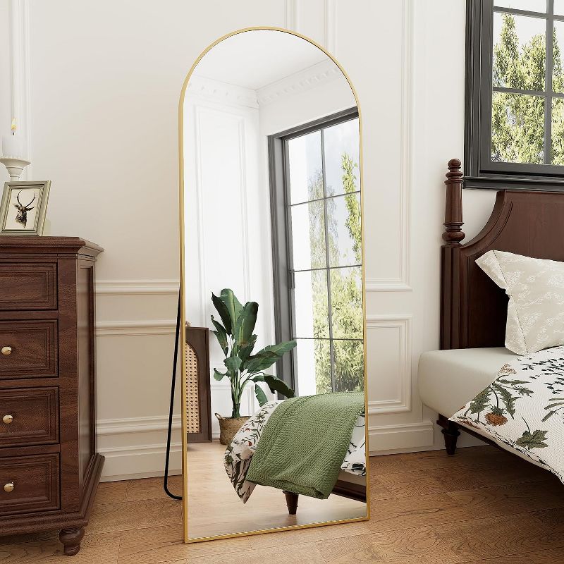 Yeddi Arched Aluminum Framed Floor Mirror,71 Inch Arch Mirror,27"x 71" Extra Large Full Length Mirror,Floor Body Mirror with Stand-The Pop Home, 2 of 10