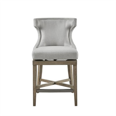 OUTSUPPLY Swivel Counter Stool, 300lb Capacity Bar Stool with Wood Legs & Kickplate