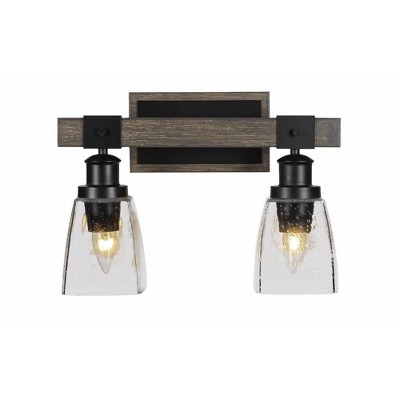 Toltec Lighting Tacoma 2 - Light Vanity in  Black/Painted Wood with 4.5" Square Clear Bubble Shade