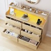 WOWLIVE 6 Drawer Dresser with 2-Tier Open Shelf, Wooden Dresser with Power Outlet & LED Lights, Chest of Drawers Dresser for Bedroom - 2 of 4