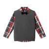 Andy & Evan  Toddler  Grey Sweater Vest, Green Plaid Buttondown & Black Twill Pant Set - 3 of 4