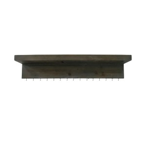 HomeRoots Set Of Two Brown Wood Wall Mounted Accent Shelves With Hooks - 1 of 4