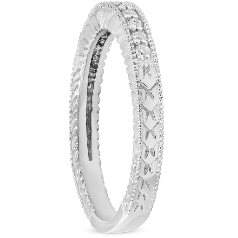 Pompeii3 1/5ct Diamond Vintage Womens Wedding Ring Stackable 14k White Gold Band - Size 4, 3 of 5