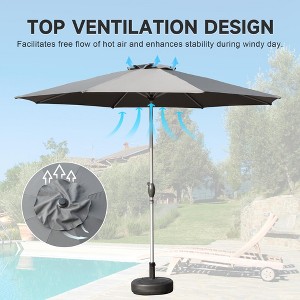 DOMETOUR 9FT Patio Umbrella, Outdoor Table Umbrella with Tilt, Crank, UV Protection, Waterproof, 8 Ribs for Garden, Deck, Pool (Gray) - 1 of 4