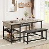Whizmax Vintage Dining Table Set for 4, Retro Dining Room Table with Benchs£¬3 Piece Kitchen Table Set with Storage for Small Space, Apartment - 3 of 4