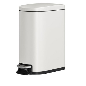 Metal Trash Can with Lid - Step-on Kitchen Garbage Bin, Rustproof, Waterproof with Inner Bucket & Soft Close Lid - 1 of 4