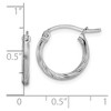 Black Bow Jewelry 2mm, Satin, Diamond Cut Sterling Silver Hoops - 15mm (9/16 Inch) - 4 of 4