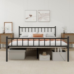 Generic Metal Platform Queen Bed Frame with Headboard Sturdy Steel Slats Support - 1 of 4