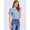 INSPIRE CHIC Women's Elegant Puff Sleeve Polka Dots Peter Pan Collar Vintage Shirt Top - 2 of 4