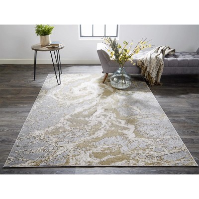 Aura Beige and Gray Abstract Rectangular Area Rug