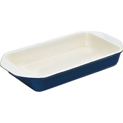 Paderno World Cuisine Blue Enamel Cast Iron Rectangular Dish, 11 Inch