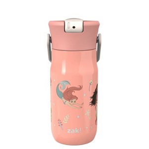 Zak Designs 14oz Princess Stainless Steel Vacuum Harmony Straw Water Bottle Purple - 1 of 4