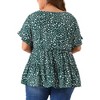 Agnes Orinda Women's Plus Size 2 Pieces Outfits Boho Ditsy Floral Pleated Babydoll Blouses High Waist Midi A Line Skirt Set - 4 of 4
