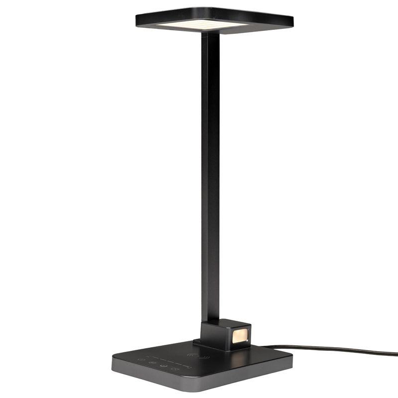 Excello Brands Wellness Series 5-Touch Adjustable Arm LED Desk Lamp w Night Light, 16", Black