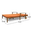 GDFStudio Abena Outdoor Acacia Wood Double Adjustable Chaise Lounge with Cushions - 3 of 4