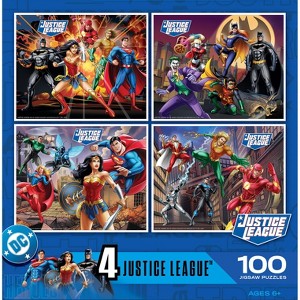 MasterPieces Justice League 4-Pack 100 Piece Jigsaw Puzzles for Kids - 1 of 4
