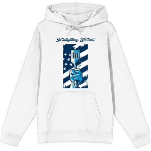 "In Tailgating We Trust" American Flag And Spatula Adult Long Sleeve Hoodie - 1 of 2