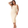 Women's Plus Size Sleeveless Wide Shoulder Straps Back Split Square Neck Beach Casual Bodycon Midi Dresses - Agnes Orinda - 3 of 4