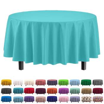Crown Display Disposable Plastic Tablecloth 84 In Round- 12 Pack