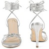 BLISSFUL STEP Women's Knot Strap Stiletto Heel Lace Up Sandals - 2 of 4